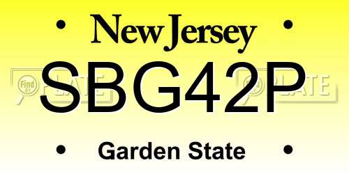 SBG42P New Jersey License Plate