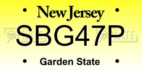 SBG47P New Jersey License Plate
