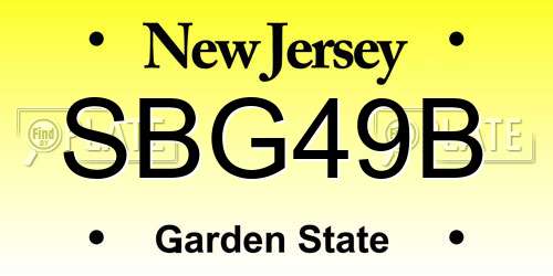 SBG49B New Jersey License Plate
