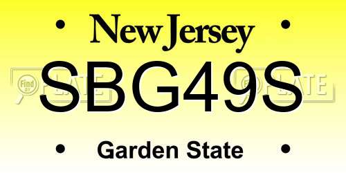 SBG49S New Jersey License Plate