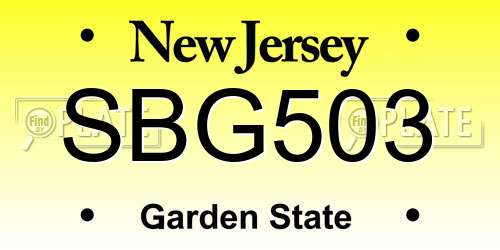 SBG503 New Jersey License Plate