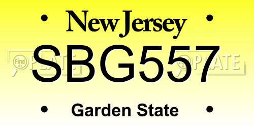 SBG557 New Jersey License Plate