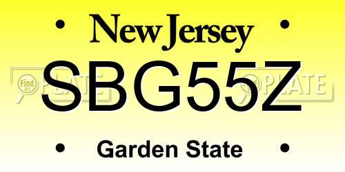 SBG55Z New Jersey License Plate