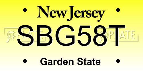 SBG58T New Jersey License Plate