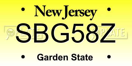 SBG58Z New Jersey License Plate