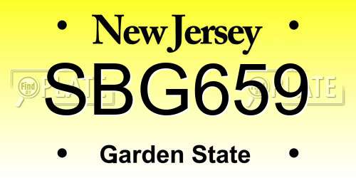 SBG659 New Jersey License Plate