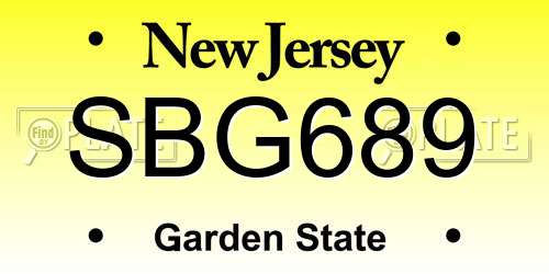 SBG689 New Jersey License Plate