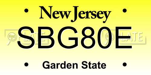 SBG80E New Jersey License Plate