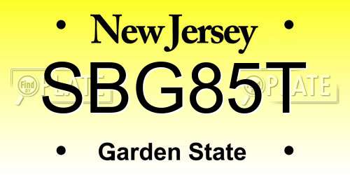 SBG85T New Jersey License Plate