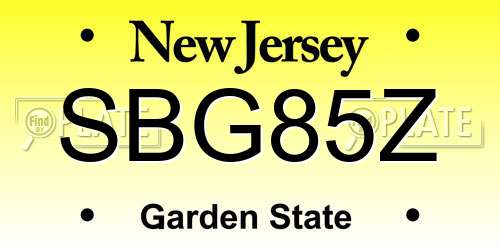SBG85Z New Jersey License Plate