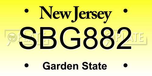 SBG882 New Jersey License Plate