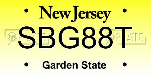 SBG88T New Jersey License Plate