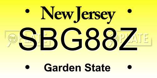 SBG88Z New Jersey License Plate