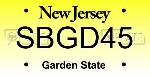 SBGD45 New Jersey License Plate
