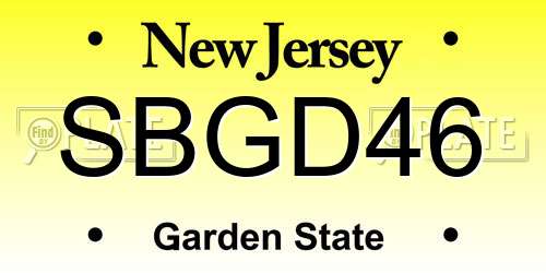 SBGD46 New Jersey License Plate