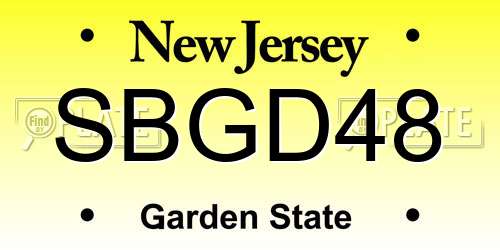 SBGD48 New Jersey License Plate