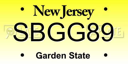 SBGG89 New Jersey License Plate