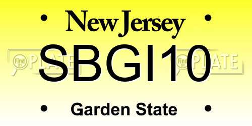 SBGI10 New Jersey License Plate