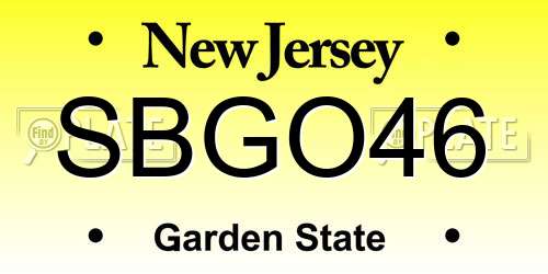 SBGO46 New Jersey License Plate