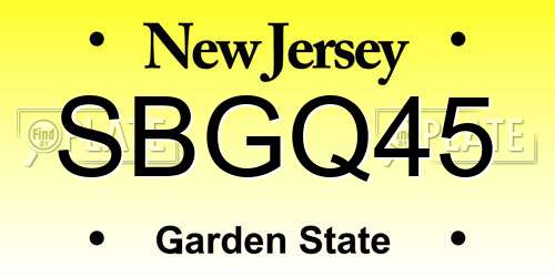 SBGQ45 New Jersey License Plate