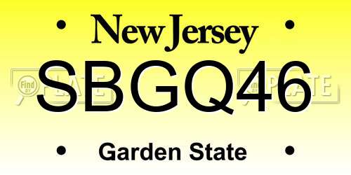 SBGQ46 New Jersey License Plate