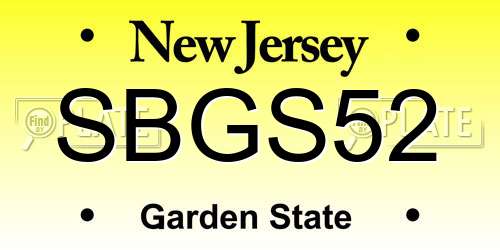 SBGS52 New Jersey License Plate