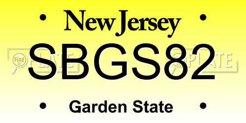 SBGS82 New Jersey License Plate