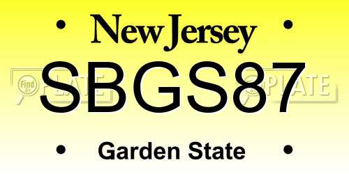 SBGS87 New Jersey License Plate