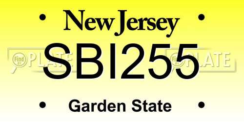 SBI255 New Jersey License Plate