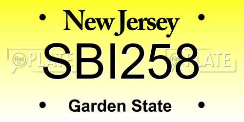 SBI258 New Jersey License Plate