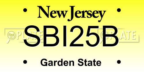 SBI25B New Jersey License Plate