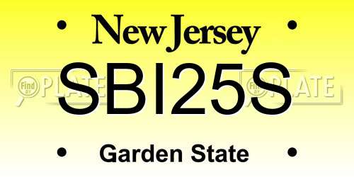 SBI25S New Jersey License Plate