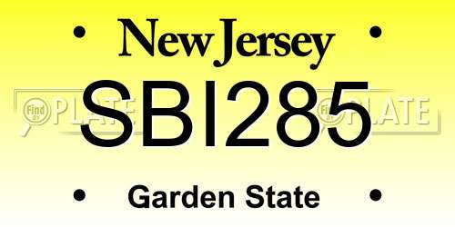 SBI285 New Jersey License Plate