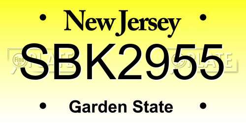 SBK2955 New Jersey License Plate