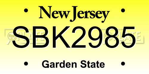 SBK2985 New Jersey License Plate