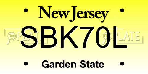 SBK70L New Jersey License Plate