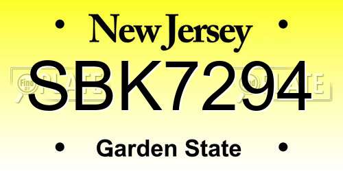 SBK7294 New Jersey License Plate