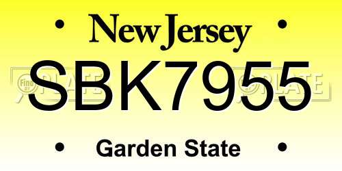 SBK7955 New Jersey License Plate