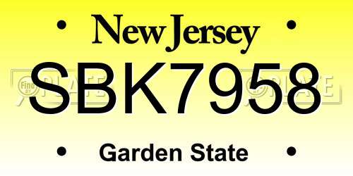 SBK7958 New Jersey License Plate