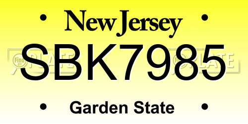 SBK7985 New Jersey License Plate