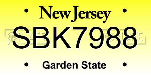 SBK7988 New Jersey License Plate