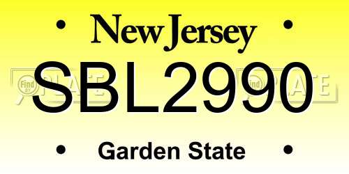 SBL2990 New Jersey License Plate