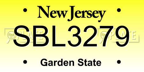SBL3279 New Jersey License Plate