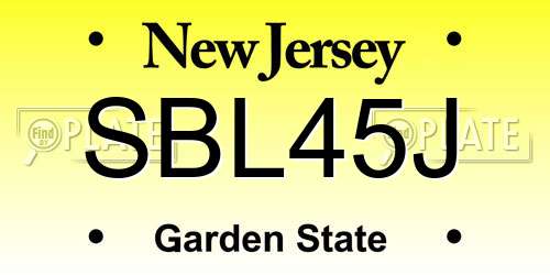 SBL45J New Jersey License Plate