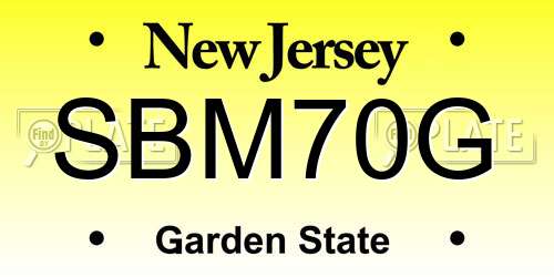 SBM70G New Jersey License Plate