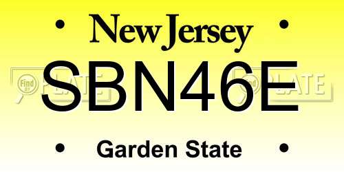 SBN46E New Jersey License Plate