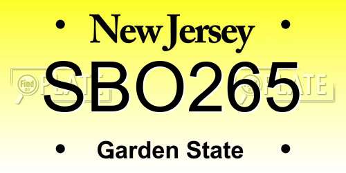 SBO265 New Jersey License Plate