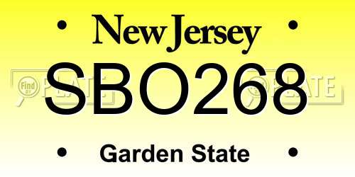 SBO268 New Jersey License Plate