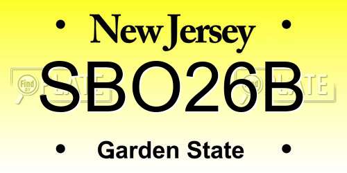 SBO26B New Jersey License Plate