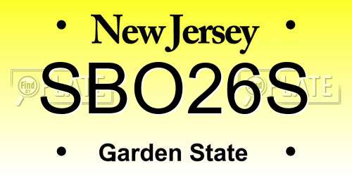 SBO26S New Jersey License Plate